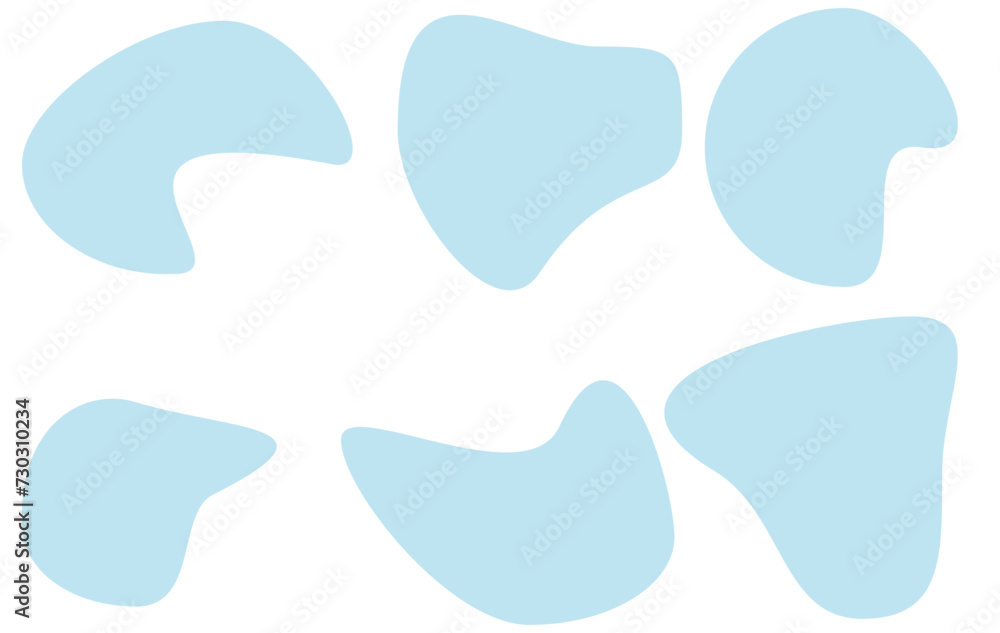 Poster memphis blob forms, isolated variety of colored liquid shapes with splashes design. vector flat cart