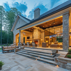 Outdoor living at a custom home with trending architecture and room to entertain