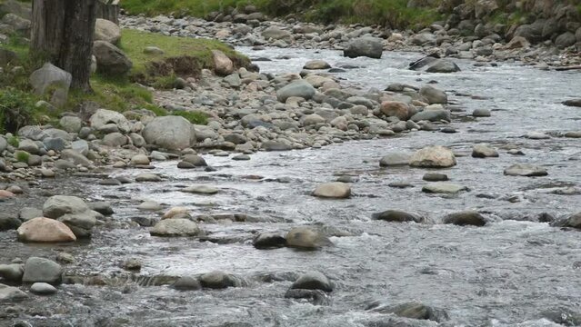 Tomebamba river at Cuenca  Mountain river stream at Andes