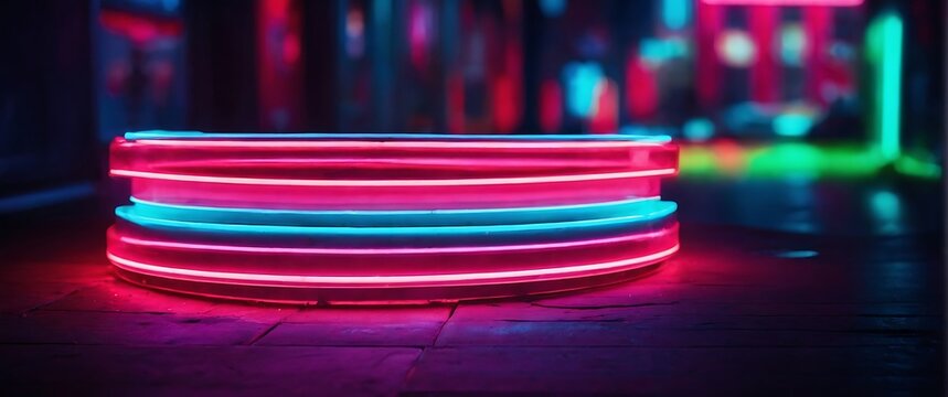 Neon Light background at Night and blurry background posing a presence of deep color and joyness