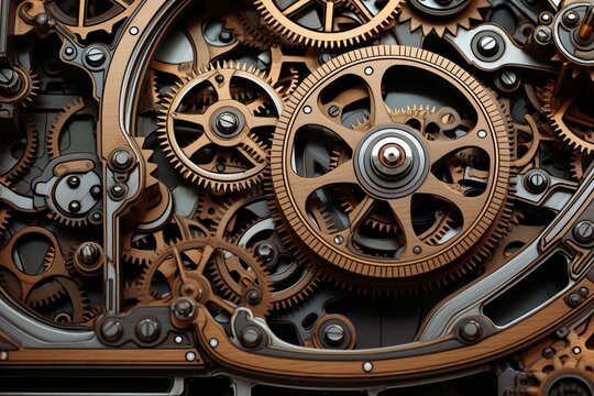 Mechanical machine intricate. Engine metal. Generate Ai