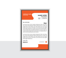 professional orange color letterhead design template