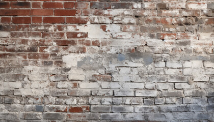 Dirty old brick wall with rough cement backdrop generated by AI