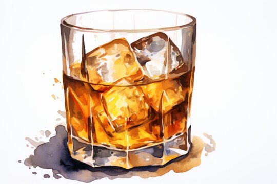 Glass of alcoholic drink whiskey or brandy or cognac