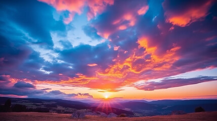 Fototapeta premium Beautiful evening sky and sun set image