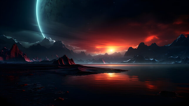 sunset over the sea,,
Planet background HD 8K wallpaper Stock Photographic Image
