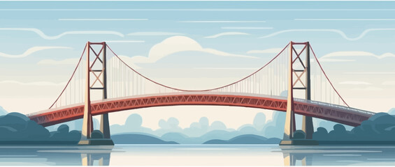 bridge vector flat minimalistic asset isolated vector style illustration - obrazy, fototapety, plakaty