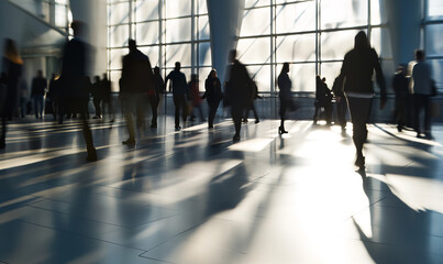 Abstract Silhouette of people in s hurry ,