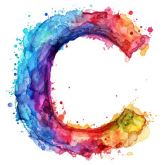 Watercolor Letter C Isolated on Transparent or White Background, PNG