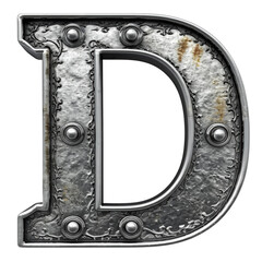 Metal D in 3D Isolated on Transparent or White Background, PNG
