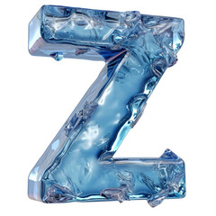 "3D Ice Letter Z" Isolated on Transparent or White Background, PNG