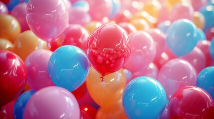 Fototapeta na wymiar A sea of vibrant balloons creates a cheerful and playful atmosphere.