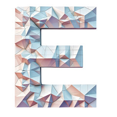 Geometric E in 3D Isolated on Transparent or White Background, PNG