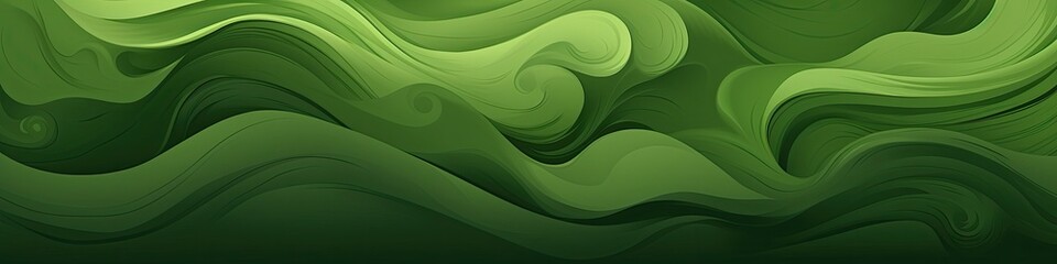 Banner with a green waves background illustration with dark olive drab - obrazy, fototapety, plakaty