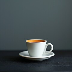 A shot of black coffee, intense and alluring, captured in a minimalistic setting