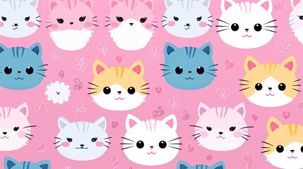Pattern cute cat. cartoon cat background