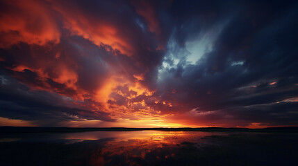 Fototapeta premium Beautiful evening sky and sun set image