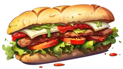 Hamburger close up tasty 3D, cutout minimal isolated on white background. Ultra realistic burger, icon, detailed. Grocery product advertising.