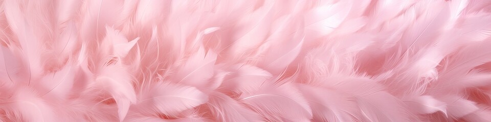 Fototapeta na wymiar Banner of an abstract light pink feathers as background texture