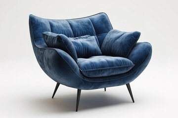 Isolated blue modern armchair.