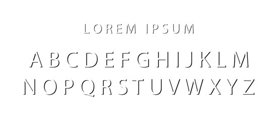Minimalistic 3d font. Vector set of modern letters.