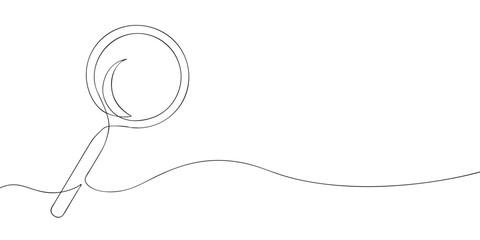 A magnifier drawing in one line. Magnifying glass vector icon.