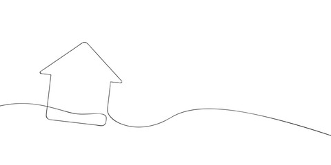 A house drawing in one line. Home vector icon.