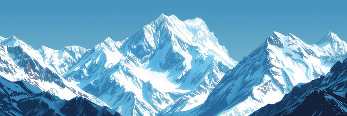 Alpine Majesty: Stylized Illustration of the Snow-Capped Peaks of the Northern Italian Alps