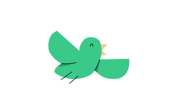 happy green bird flying