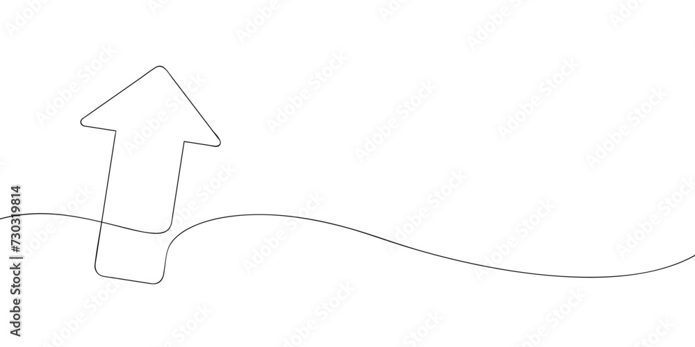 Poster a single line drawing of a arrow. continuous line arrow icon. one line icon. vector illustration