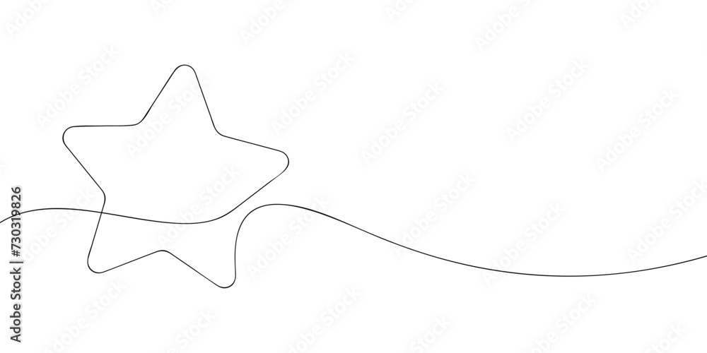 Poster a single line drawing of a star. continuous line star icon. one line icon.