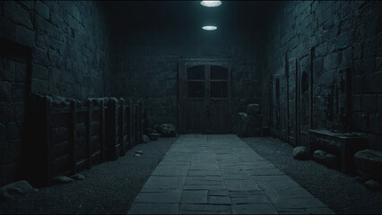 Obraz premium Dark dungeons with dungeons for prisoners. 