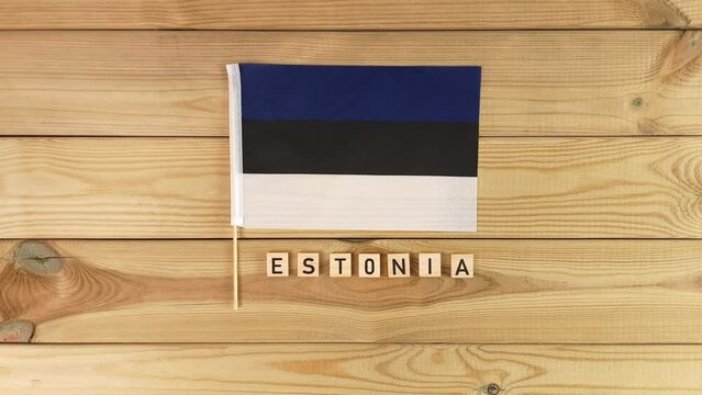 Estonia flag. National banner is drawn with paints. State colors of Republic of Estonia. Independence Day, Estonian Language Day