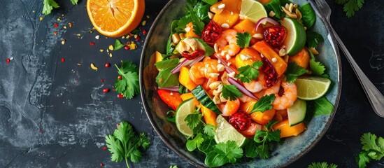 Spicy salad with Thai fruits.