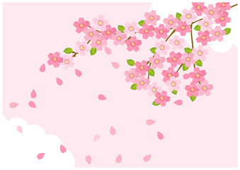 桜の花が美しい春の桜フレーム背景34桜色