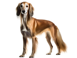 Graceful Saluki, isolated on a transparent or white background