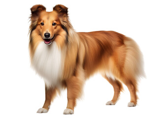 A Shetland sheepdog, isolated on a transparent or white background