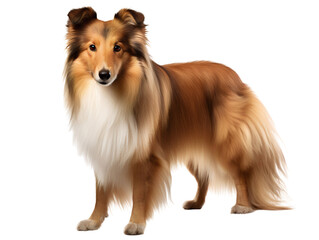 A Shetland sheepdog, isolated on a transparent or white background