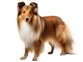 A Shetland sheepdog, isolated on a transparent or white background