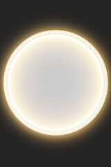 Ivory round neon shining circle isolated on a white background wall