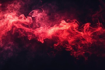 Abstract Red smoke steam moves on a black background . The concept of aromatherapy. Fog overlays...