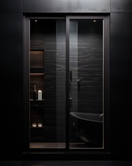 A modern bathroom featuring a spacious walk-in shower situated next to a sleek sink.