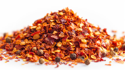Pile of Red and Yellow Spices on White Background