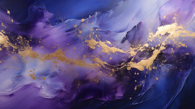 Abstract purpleblue background with golden decoration as wallpaper illustration