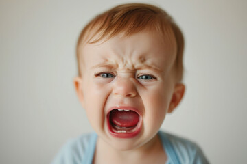 Toddler expressing strong emotions with cry. Child development and behavior.