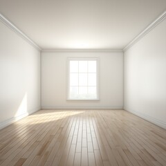 Fototapeta premium empty white room with window and wooden floor