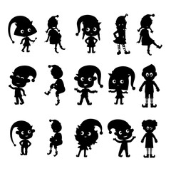 Elf ai Bundle, Elf Family ai, Christmas ai, Family Matching ai, Mommy Daddy Baby Elf ai, Clip Art, Silhouette File