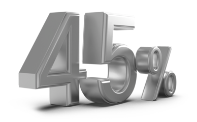 45 percent discount number silver 3d render