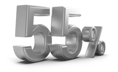 55 percent discount number silver 3d render