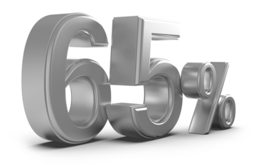 65 percent discount number silver 3d render